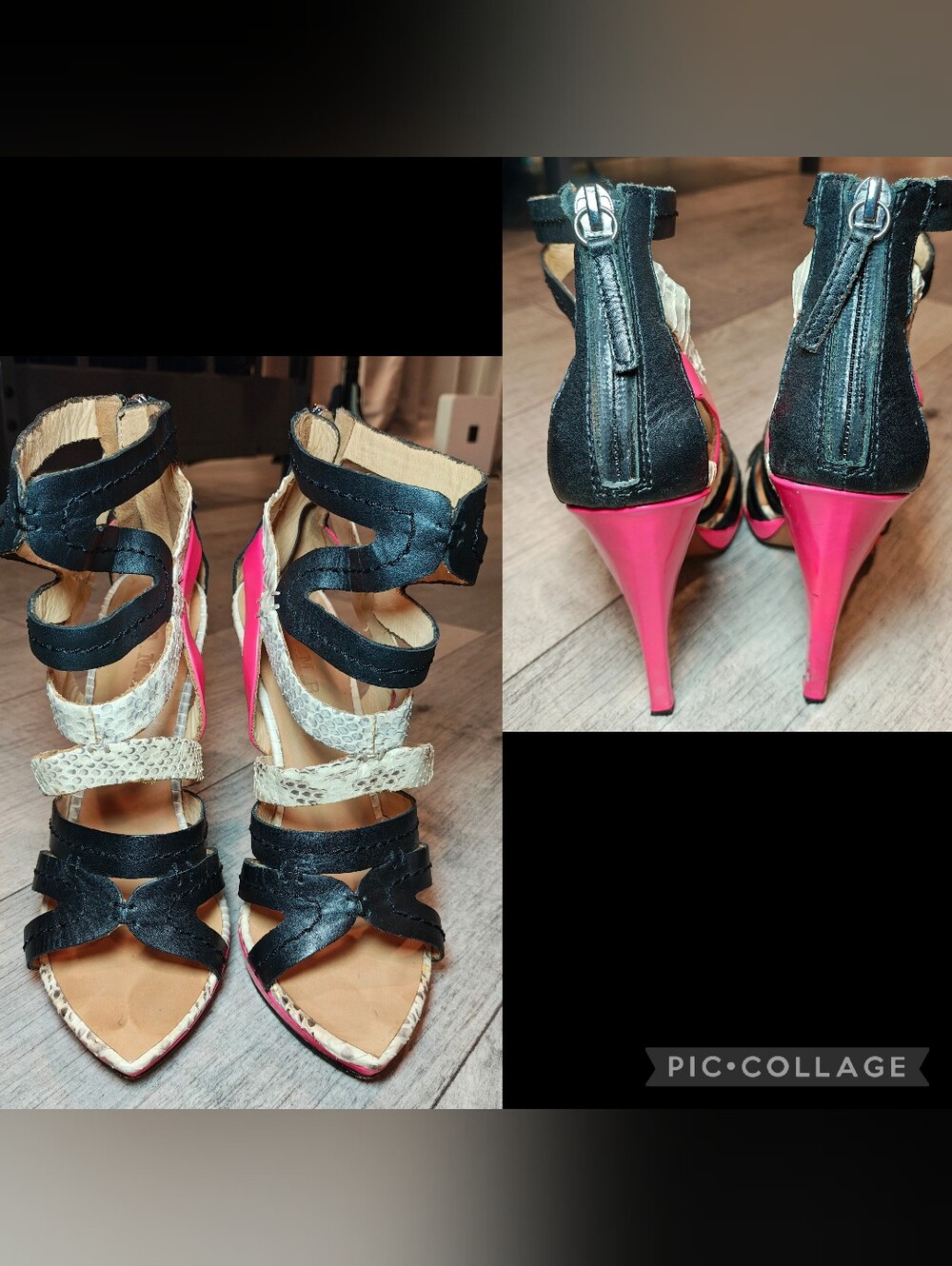 🐍Y2K L.A.M.B. Snakeskin-Trimmed Cage Stilleto Gladiator Heels by Gwen Stefani🐍 - Picture 5 of 7